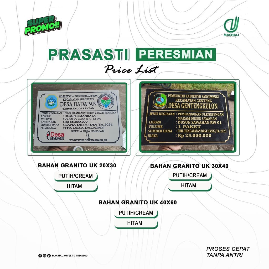 PRASASTI GRANITO HITAM/CREAM UKURAN BISA COSTUM