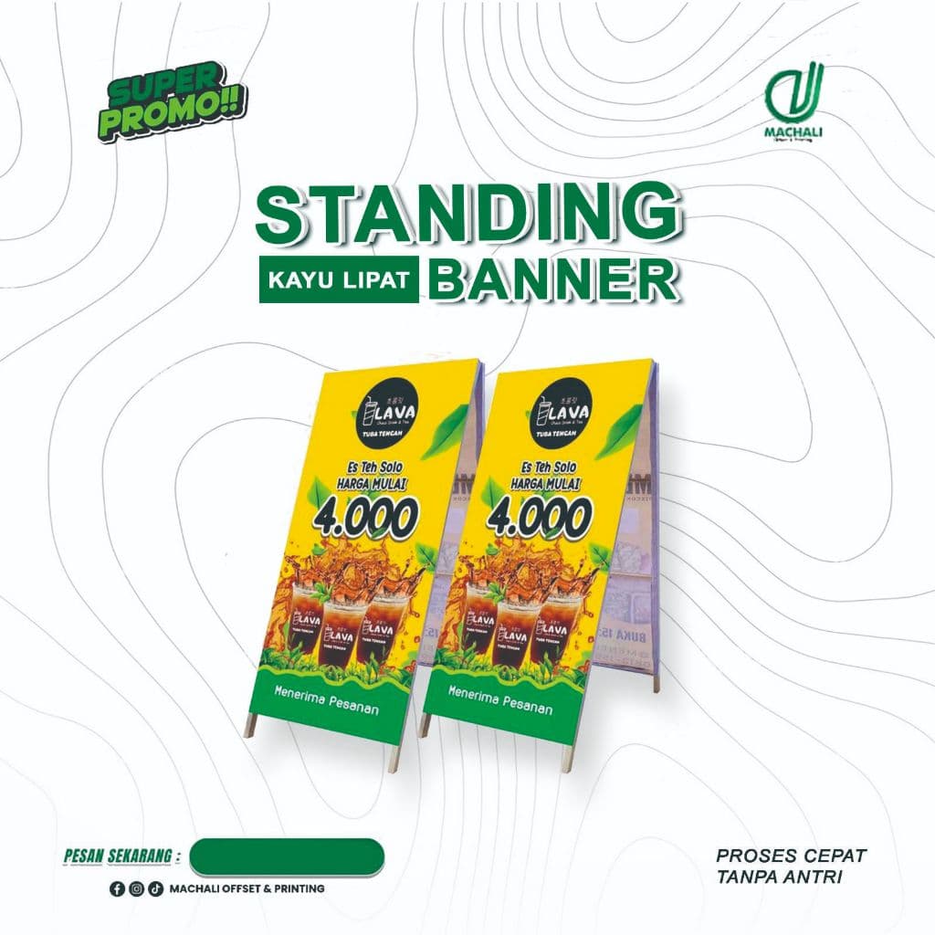 ( 1 Hari jadi ) Promo Standing Banner Kayu Lipat fre desaian