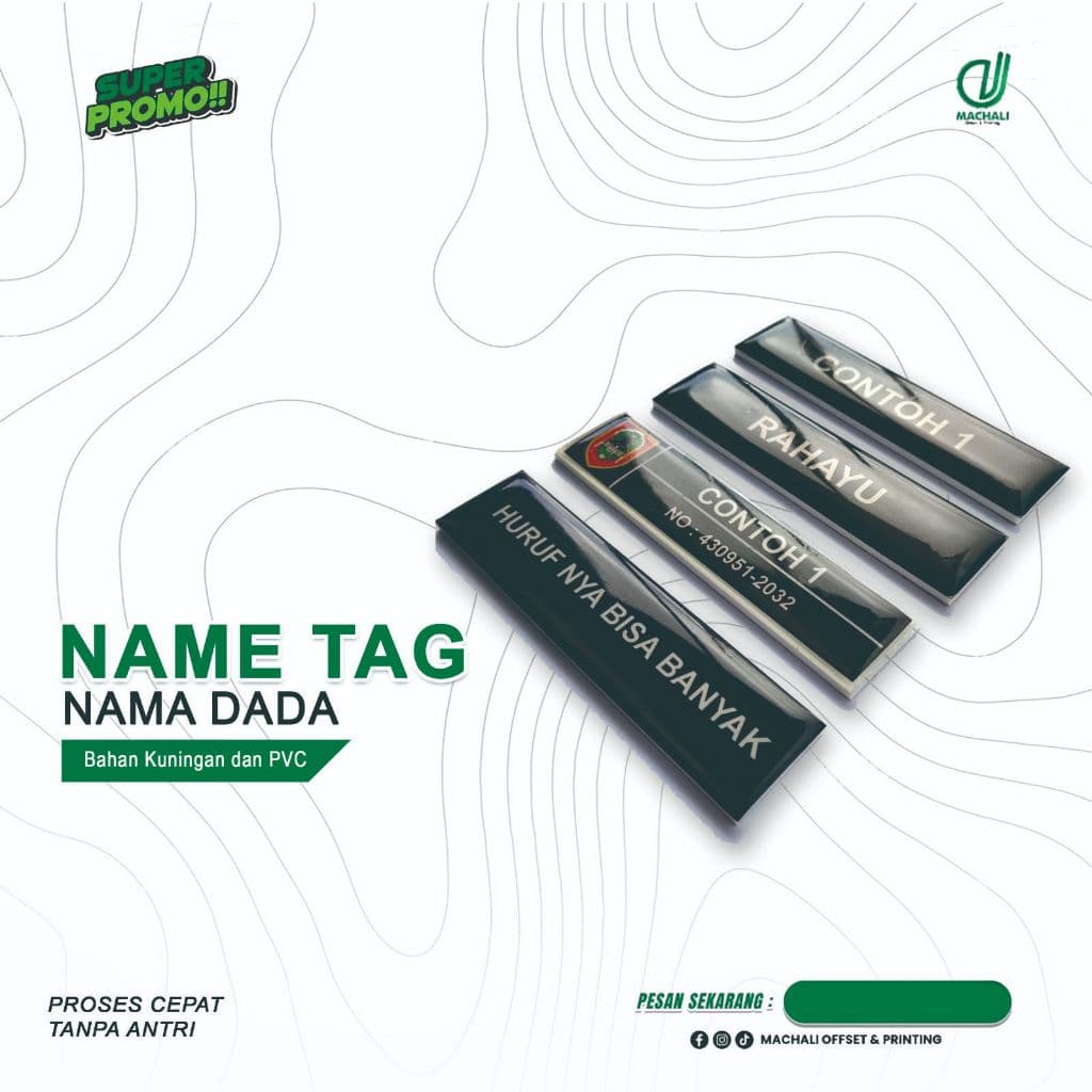 1 HARI JADI!!! Name Tag Akrilik Magnet /  Peniti - Tahan Lama, Desain Elegan, Pesan Sesuai Kebutuhan
